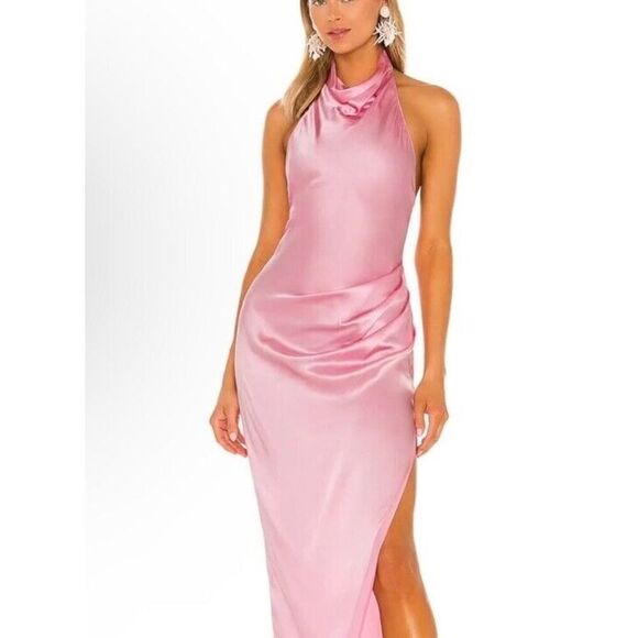 Amanda Uprichard Samba Gown 100% SILK Flamingo Pink Revolve Sz XL $321 NWOT - Picture 3 of 14